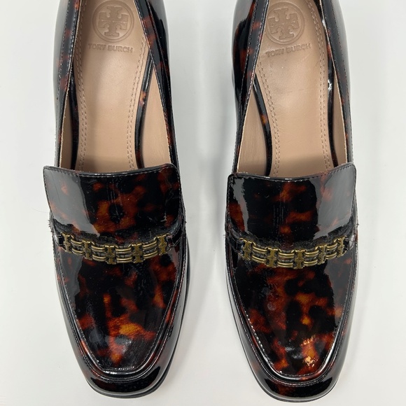 Tory Burch Tortoise Patent Mid Heel Loafers Size 9.5 Preppy ~ Winter ~ EUC! - Picture 5 of 7